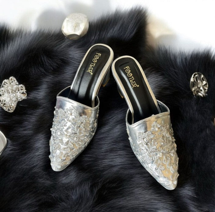 Moon Light Texture Mules Heels- Wedding Arrival