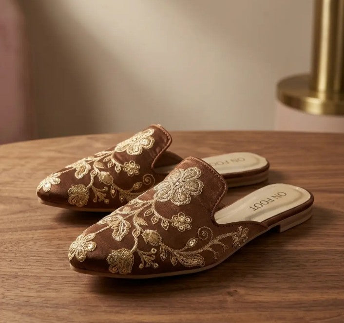 Lavish Velvety embroidery Mules