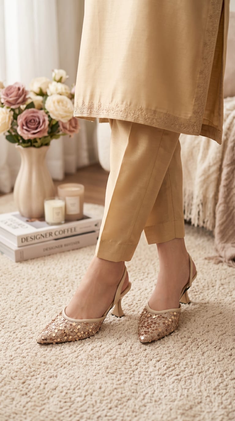 Embroidery Net Mules Heels- Formal Arrival