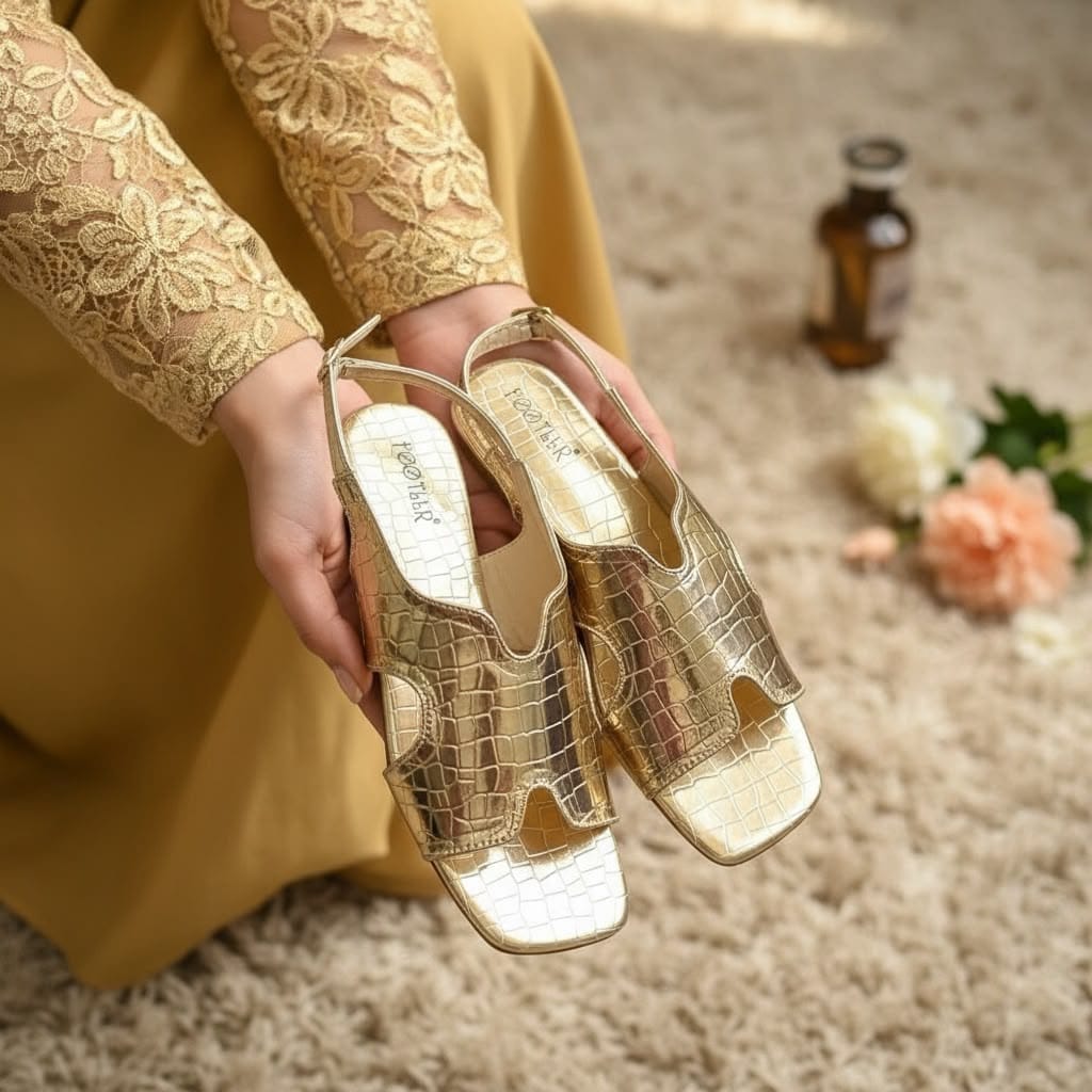 Crocodile Skin textured Sandals