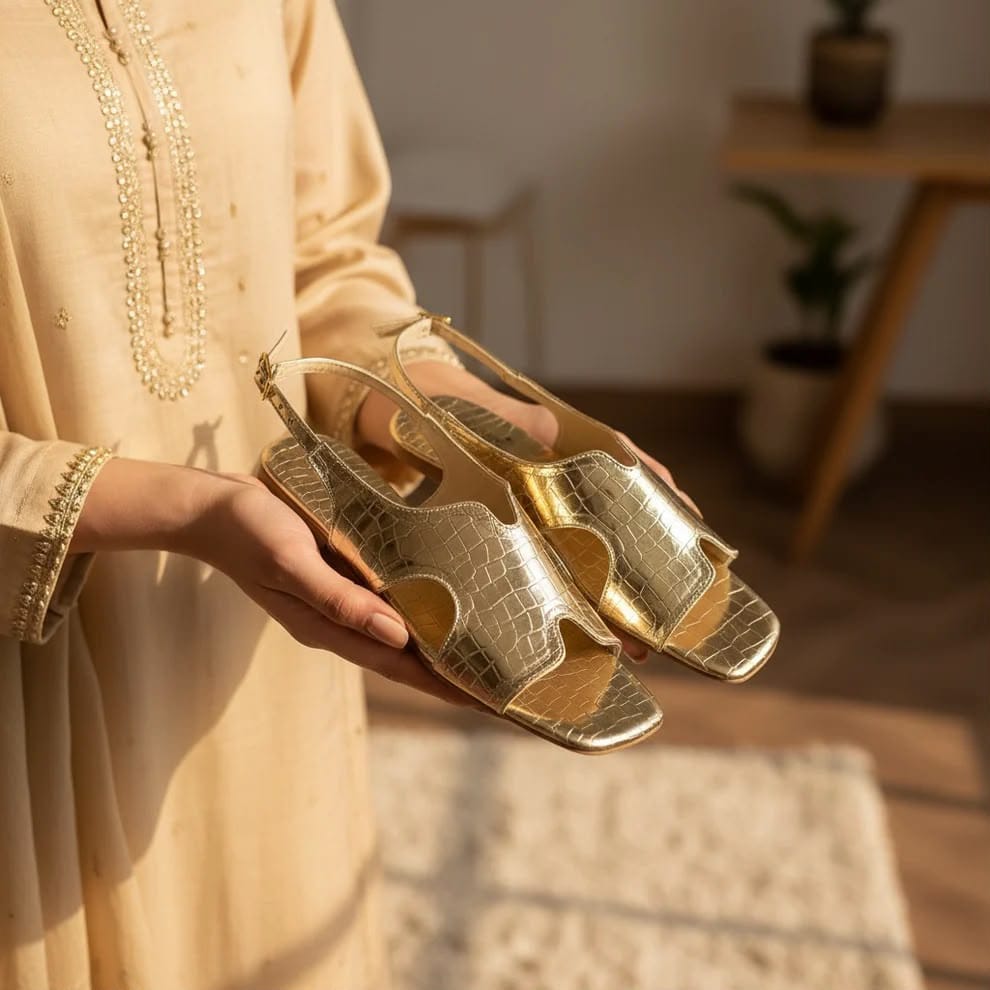 Crocodile Skin textured Sandals