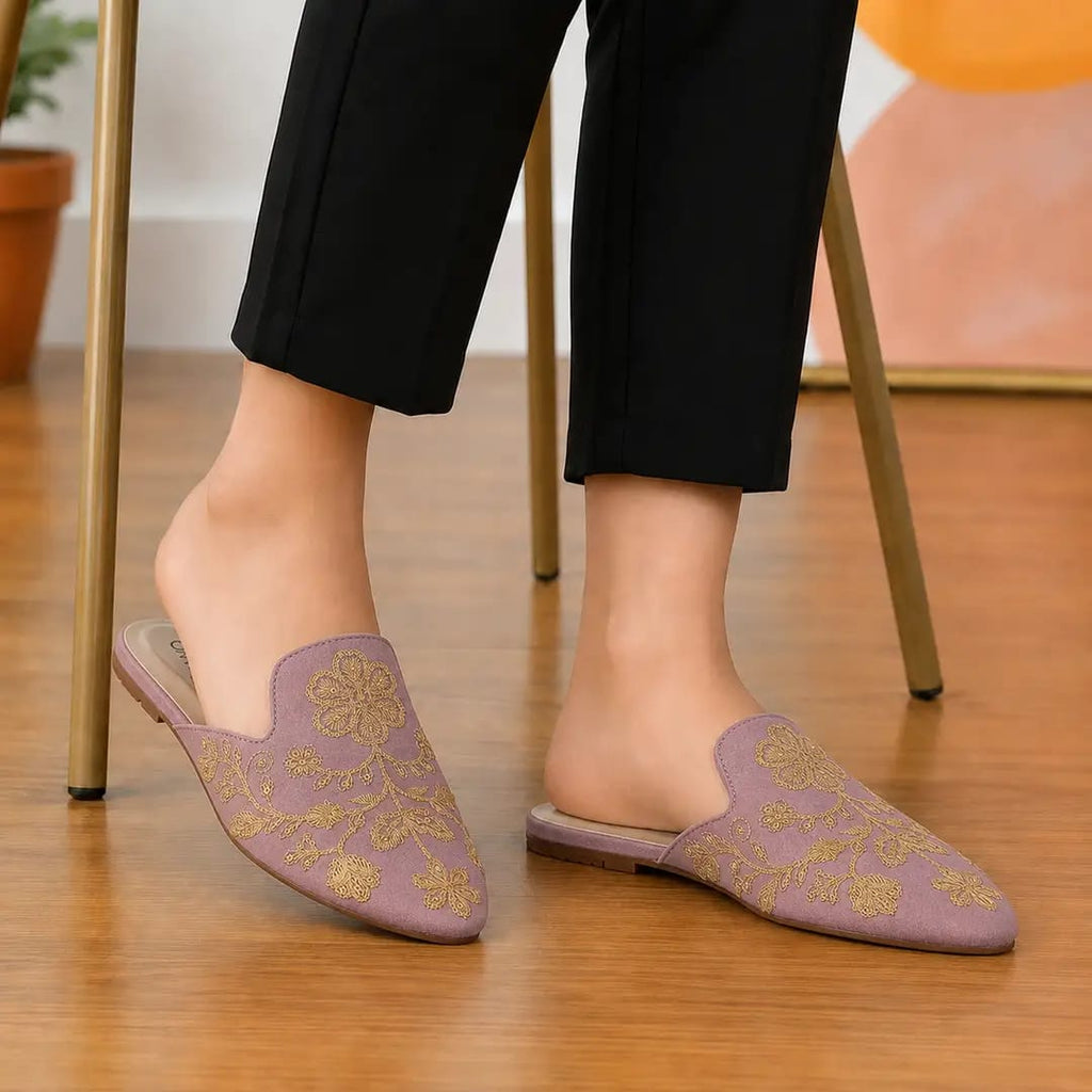 Lavish Velvety embroidery Mules
