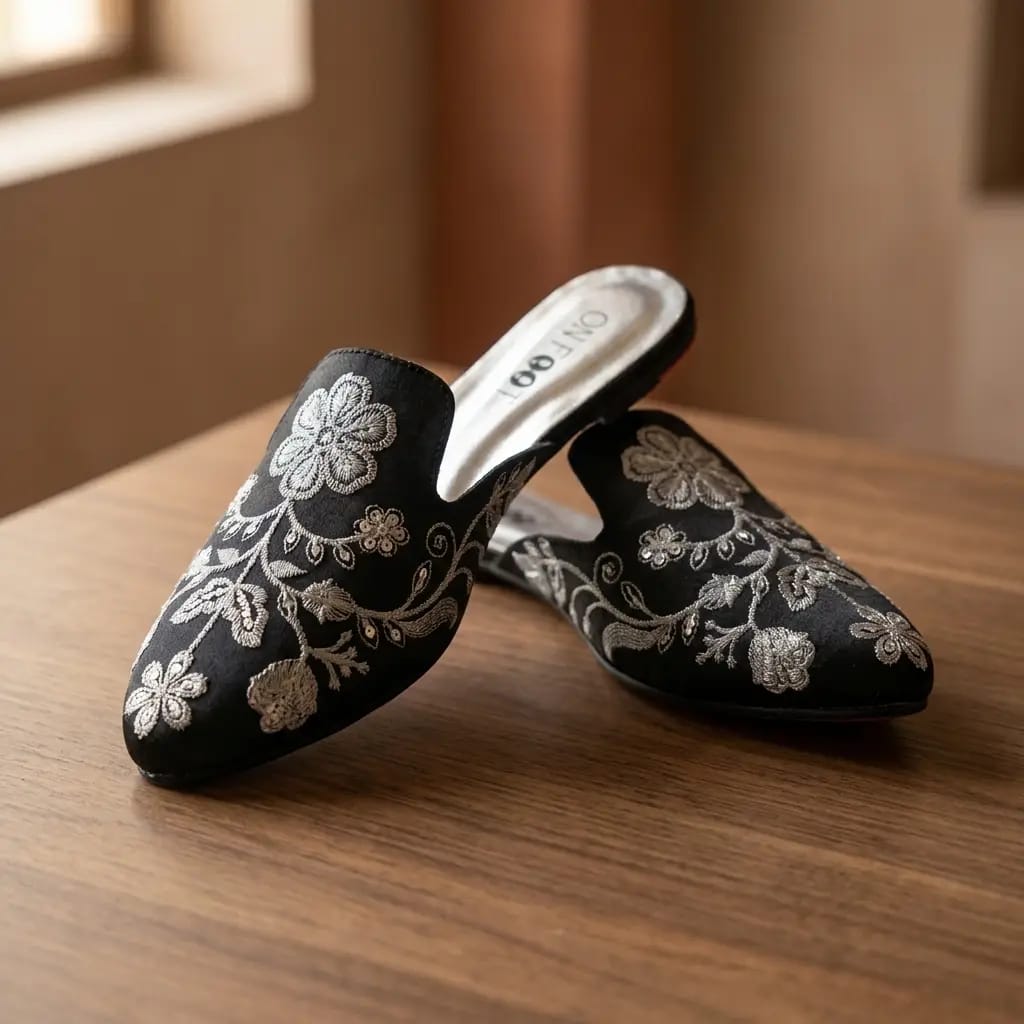 Lavish Velvety embroidery Mules