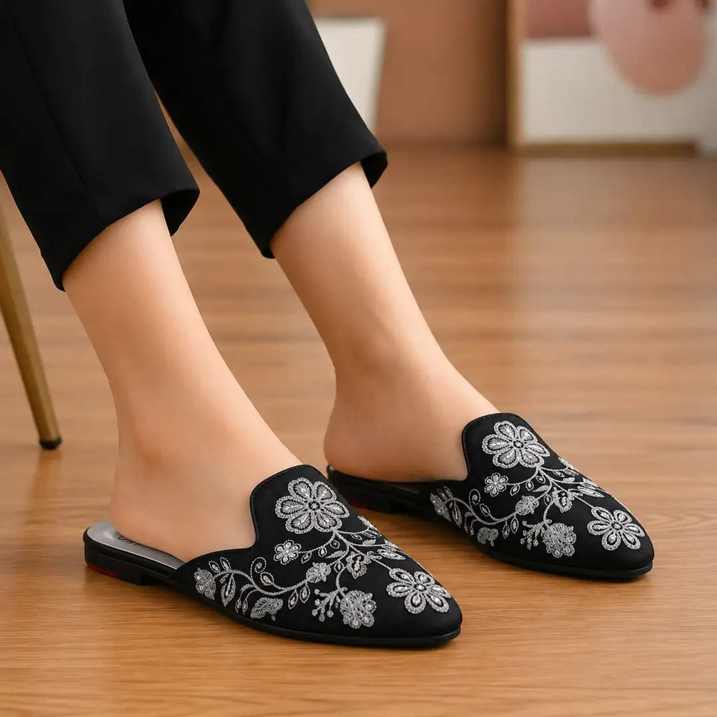Lavish Velvety embroidery Mules