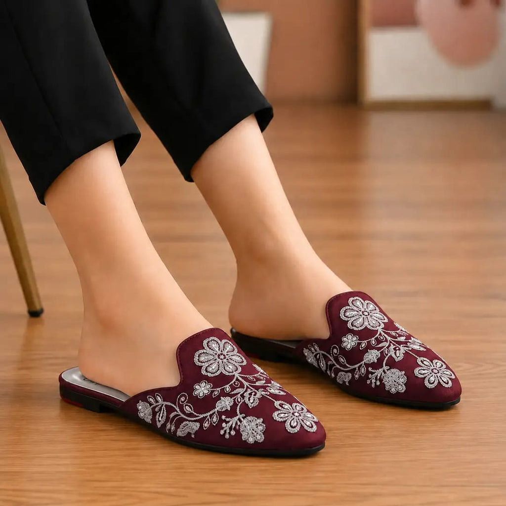 Lavish Velvety embroidery Mules