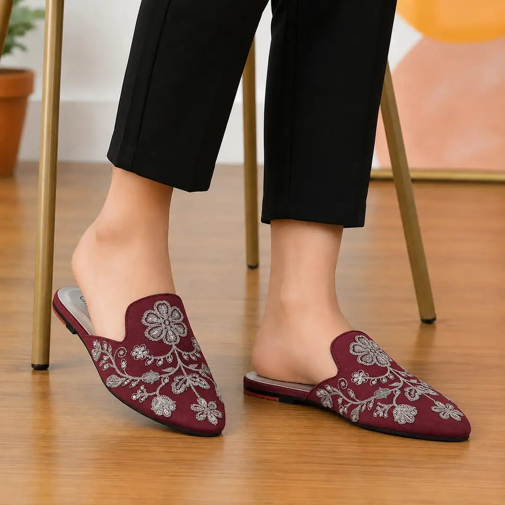 Lavish Velvety embroidery Mules
