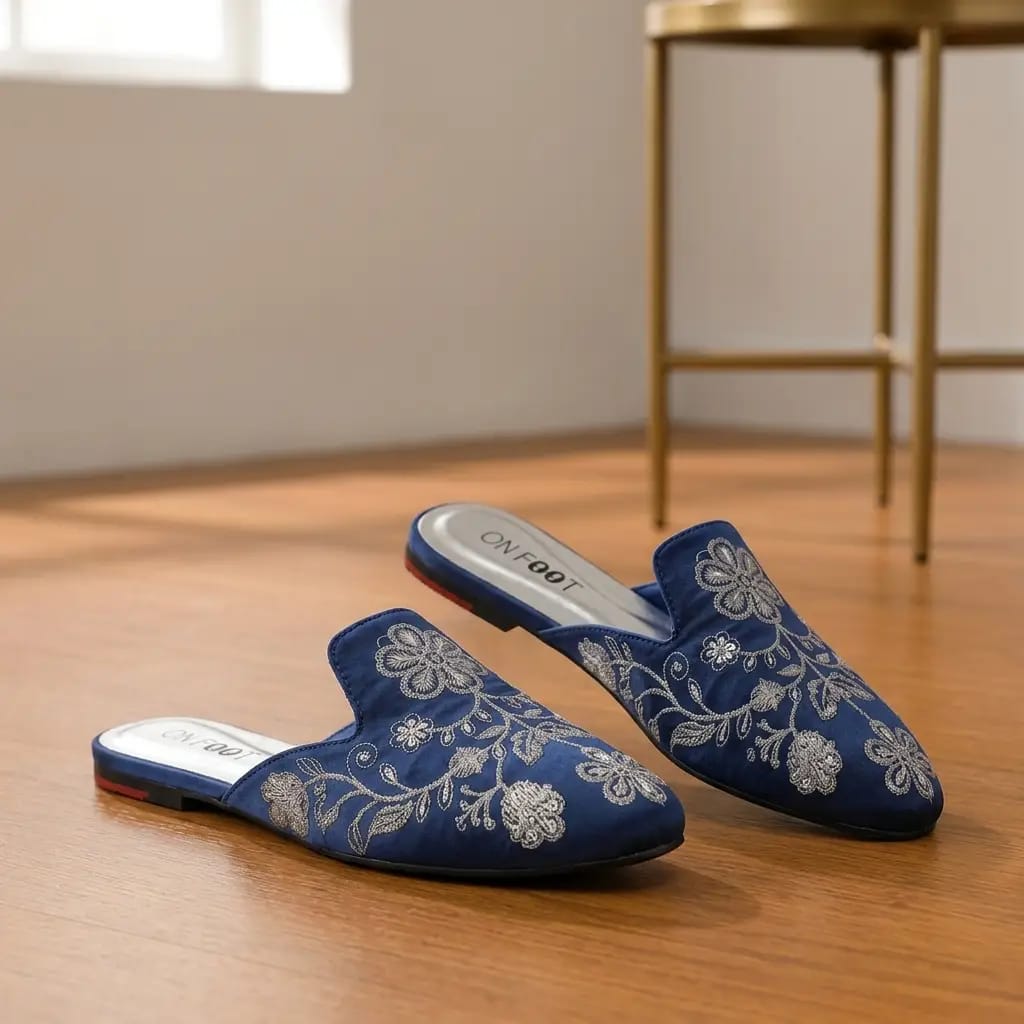 Lavish Velvety embroidery Mules