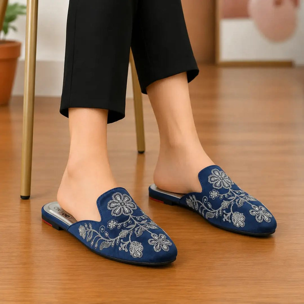 Lavish Velvety embroidery Mules