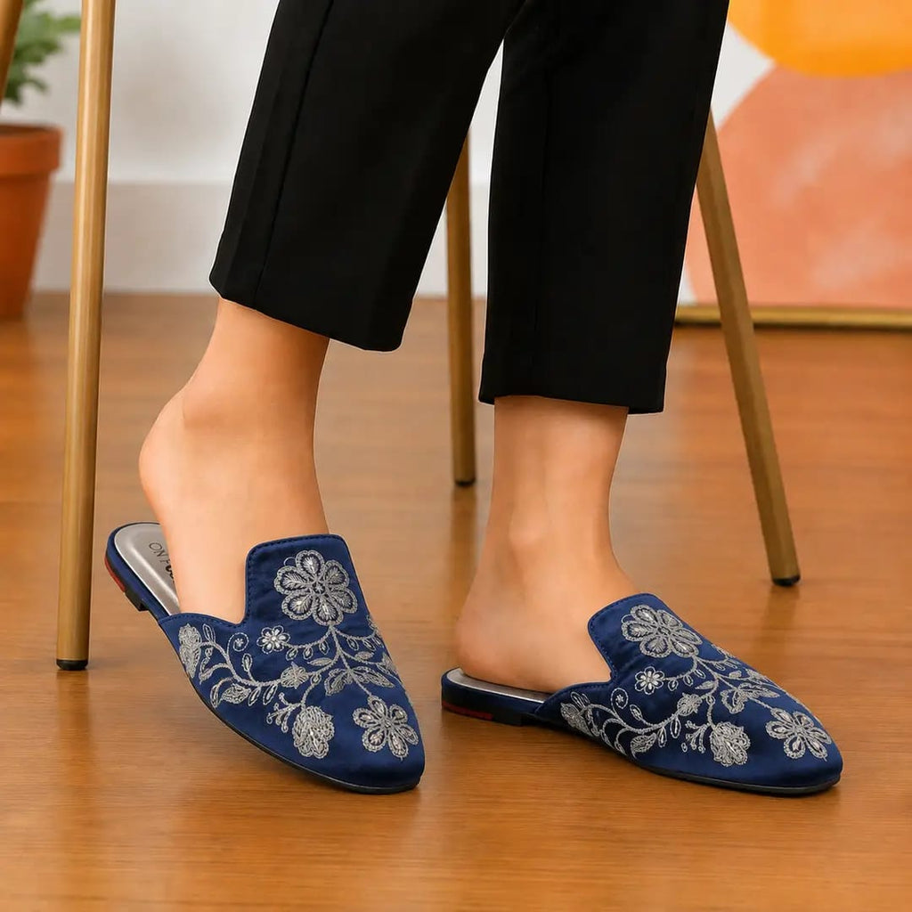 Lavish Velvety embroidery Mules